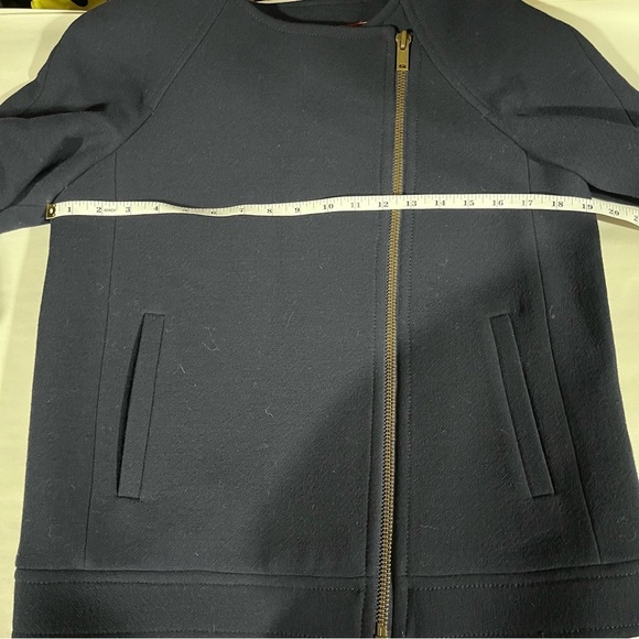 J CREW ~ Double Cloth Navy Blue Wool Moto Style Jacket 6 - Picture 10 of 11